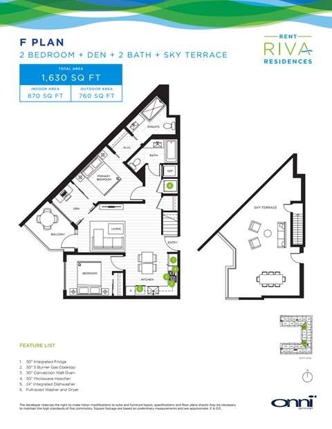 Floor plan for 2 beds, 2 baths, 870 sqft